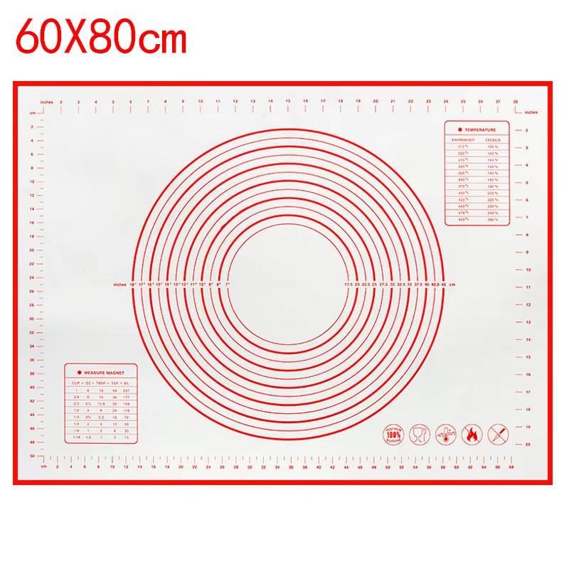 Large Size Silicone Kneading Pad Non-Stick Surface Rolling Dough Mat with Scale Kitchen Cooking Pastry Sheet Oven Liner Bakeware