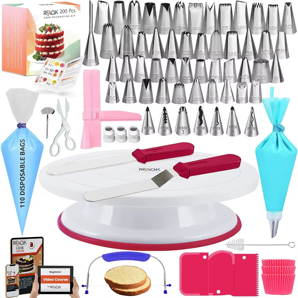 Cake Decorating Supplies Cake Decorating Kit with 3 Springform Cake Pans Set Cake Rotating Turntable Cake Decorating Tools