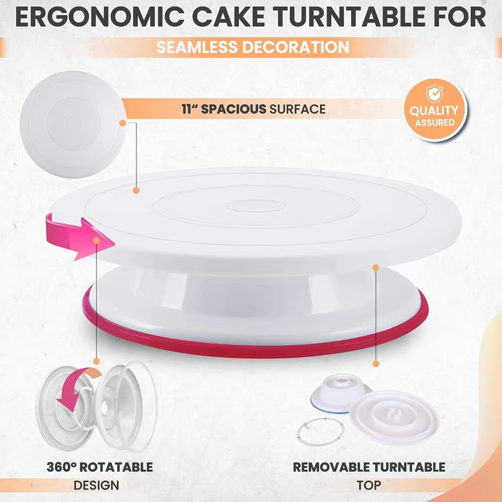 Cake Decorating Supplies Cake Decorating Kit with 3 Springform Cake Pans Set Cake Rotating Turntable Cake Decorating Tools