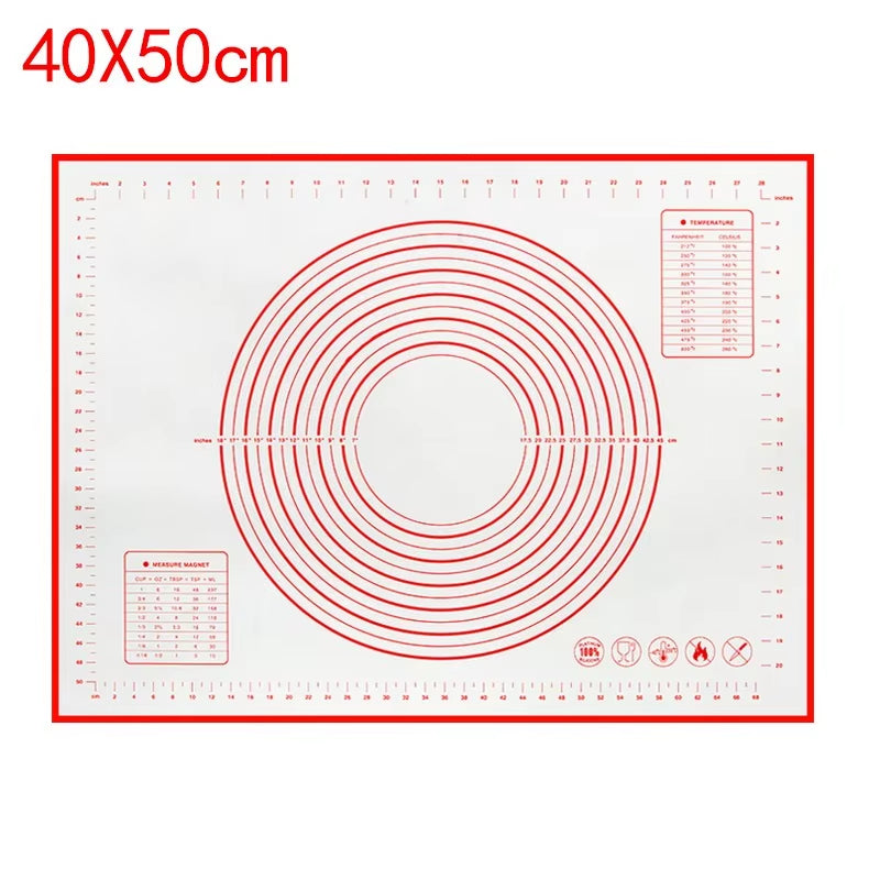 Large Size Silicone Kneading Pad Non-Stick Surface Rolling Dough Mat with Scale Kitchen Cooking Pastry Sheet Oven Liner Bakeware