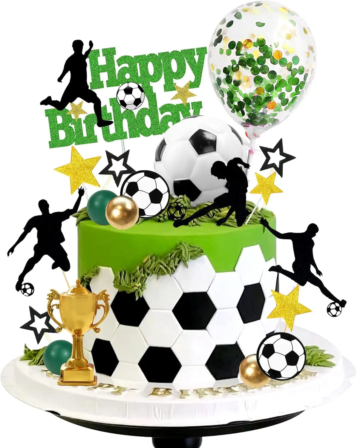 28 PCS Soccer Cake Topper Soccer Ball Player Cake Decorations for Soccer Birthday Party Sport Party Supplies