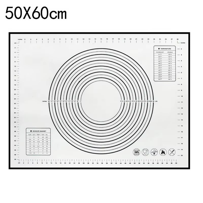 Large Size Silicone Kneading Pad Non-Stick Surface Rolling Dough Mat with Scale Kitchen Cooking Pastry Sheet Oven Liner Bakeware