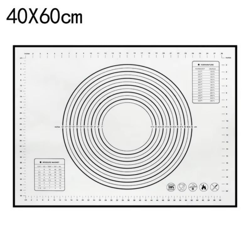 Large Size Silicone Kneading Pad Non-Stick Surface Rolling Dough Mat with Scale Kitchen Cooking Pastry Sheet Oven Liner Bakeware
