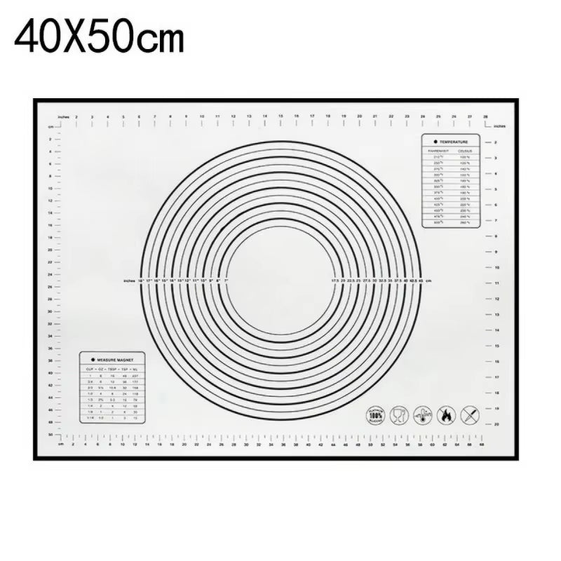 Large Size Silicone Kneading Pad Non-Stick Surface Rolling Dough Mat with Scale Kitchen Cooking Pastry Sheet Oven Liner Bakeware