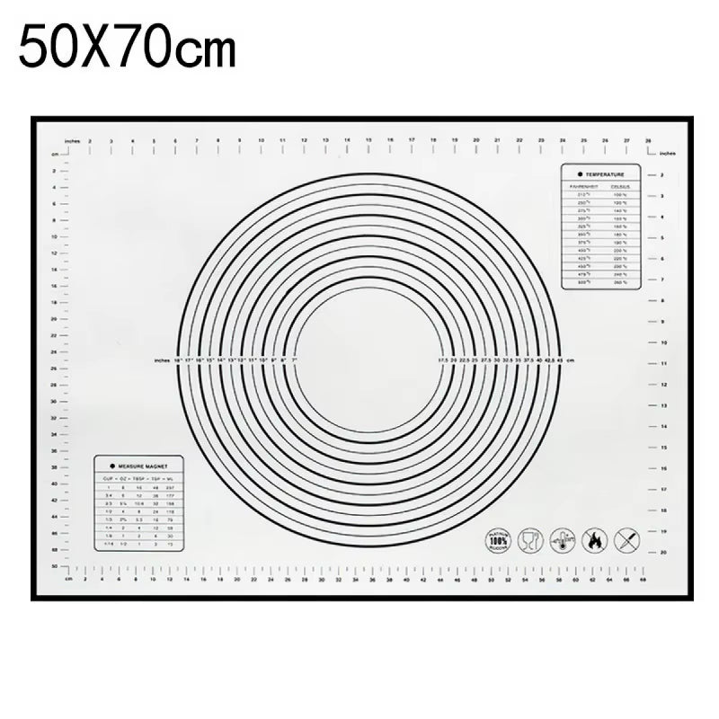 Large Size Silicone Kneading Pad Non-Stick Surface Rolling Dough Mat with Scale Kitchen Cooking Pastry Sheet Oven Liner Bakeware