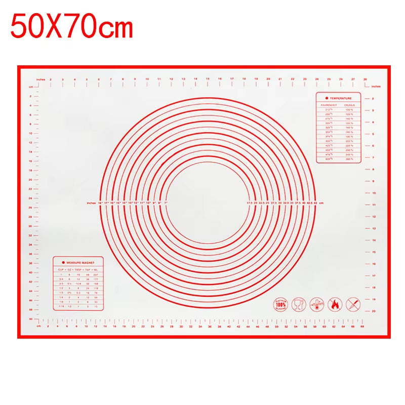 Large Size Silicone Kneading Pad Non-Stick Surface Rolling Dough Mat with Scale Kitchen Cooking Pastry Sheet Oven Liner Bakeware