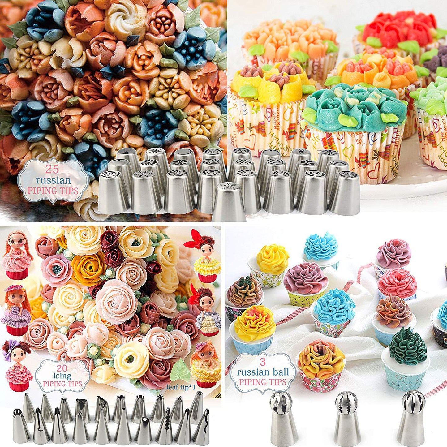 88Pcs Cake Decorating Set Stainless Russian Piping Tips
