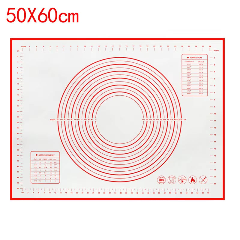 Large Size Silicone Kneading Pad Non-Stick Surface Rolling Dough Mat with Scale Kitchen Cooking Pastry Sheet Oven Liner Bakeware