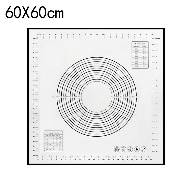 Large Size Silicone Kneading Pad Non-Stick Surface Rolling Dough Mat with Scale Kitchen Cooking Pastry Sheet Oven Liner Bakeware