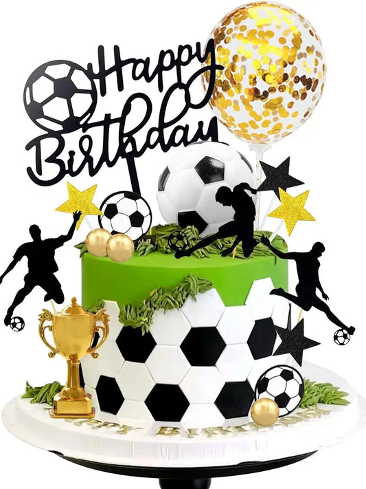 28 PCS Soccer Cake Topper Soccer Ball Player Cake Decorations for Soccer Birthday Party Sport Party Supplies